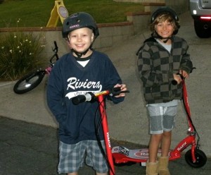 Jack and Josh Riding Schooters